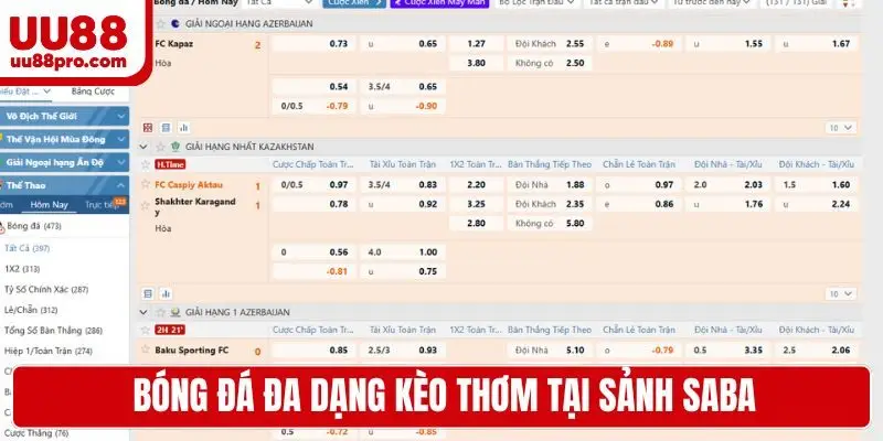 Bóng đá đa dạng kèo thơm tại sảnh Saba