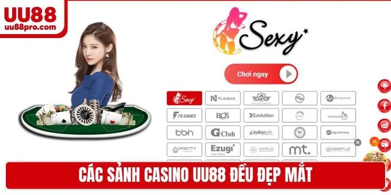 Các sảnh casino UU88 đều đẹp mắt