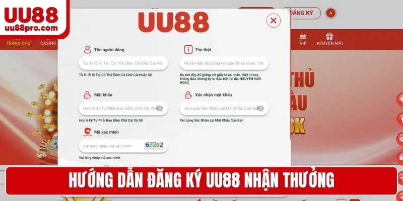 Hướng dẫn đăng ký UU88 nhận thưởng