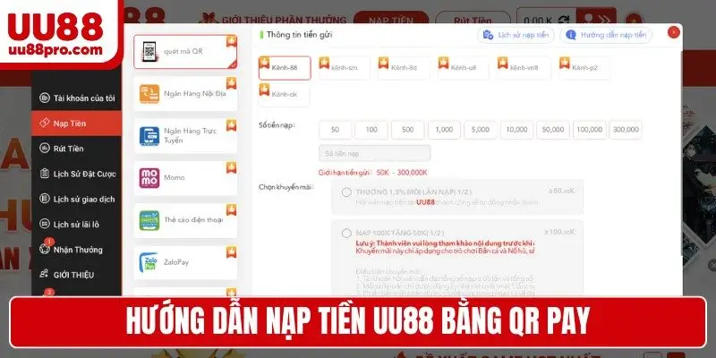 Hướng dẫn nạp tiền UU88 bằng qr pay