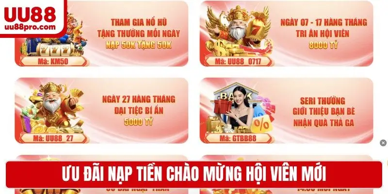 Ưu đãi nạp tiền chào mừng hội viên mới